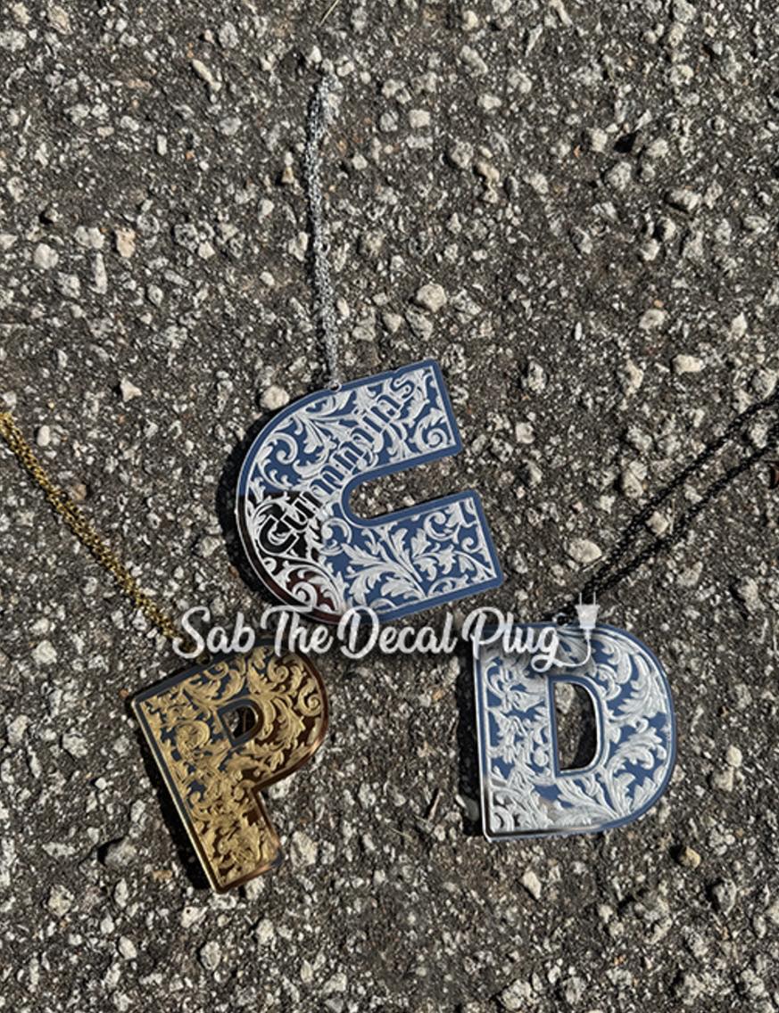 Tooled Leather Powerstroke P Car Charm (Silver Mirror)