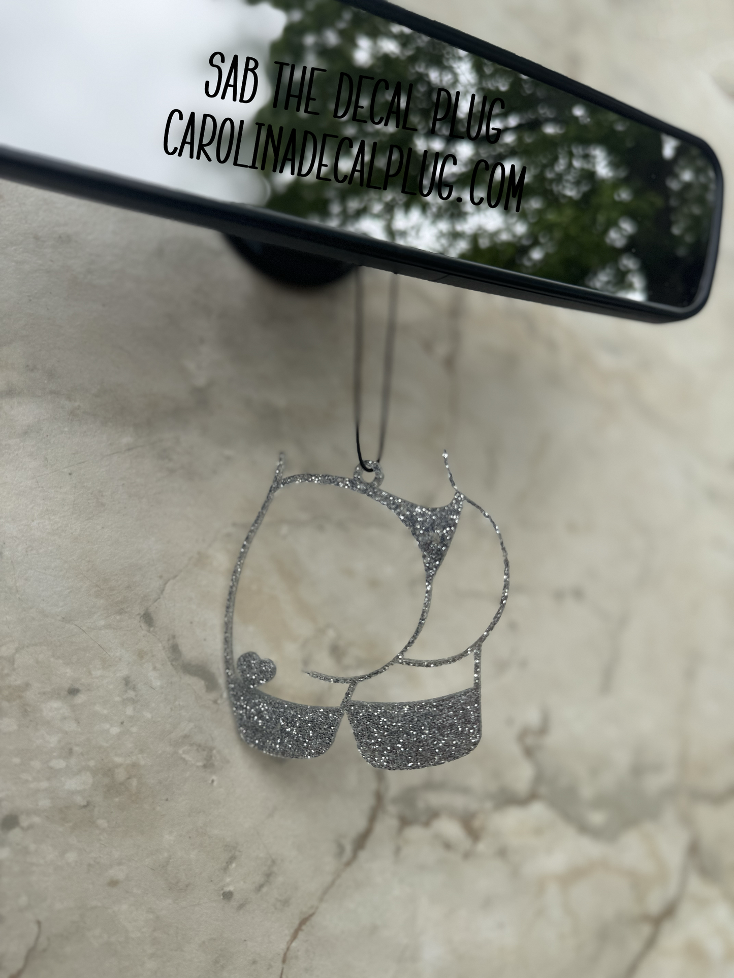 Booty with Heart Car Charm - Silver Diamond Sparkle