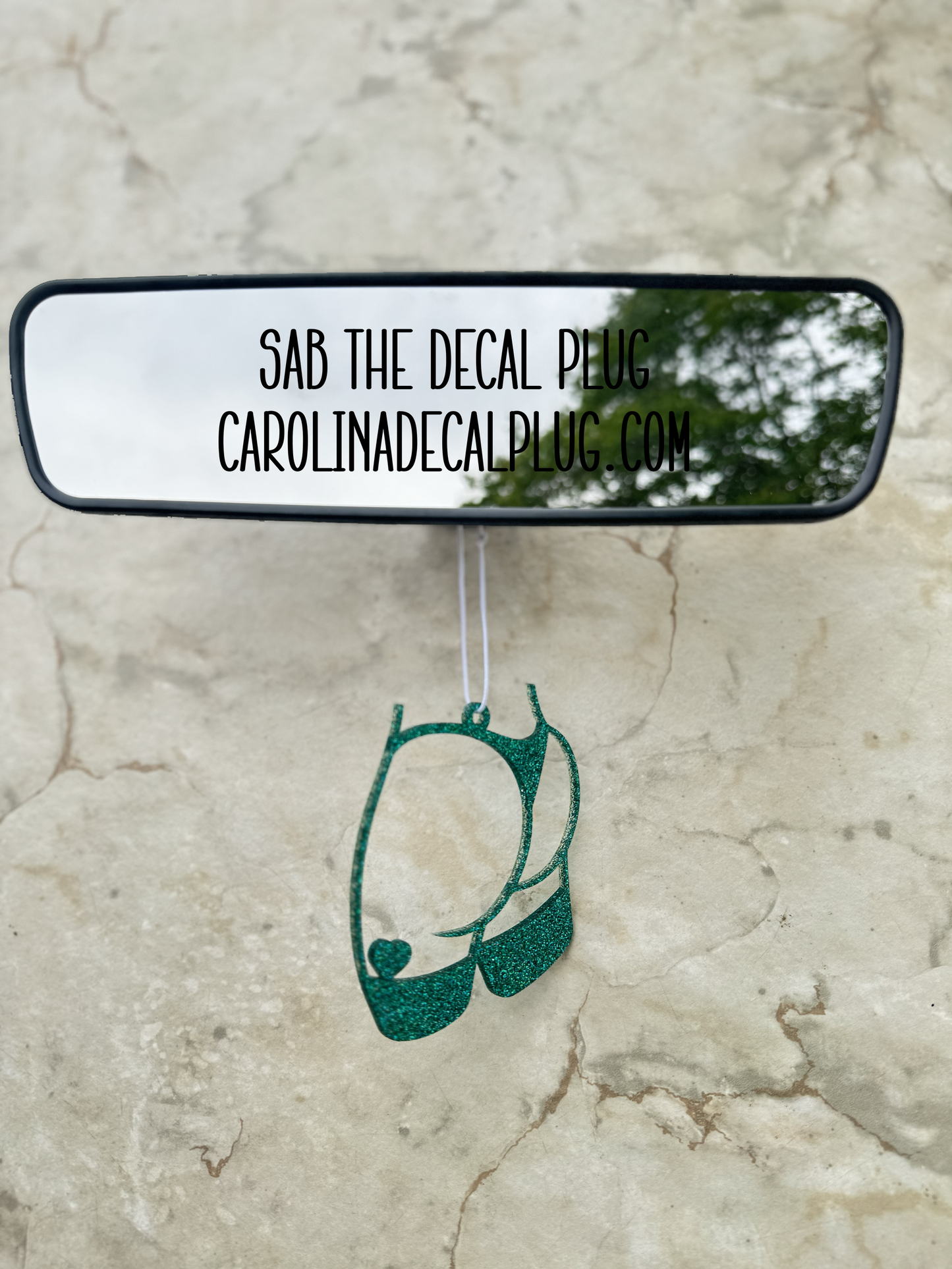 Booty with Heart Car Charm - Teal Sparkle