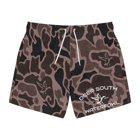 Dark Marsh Duck Camo Swim Trunks Mens