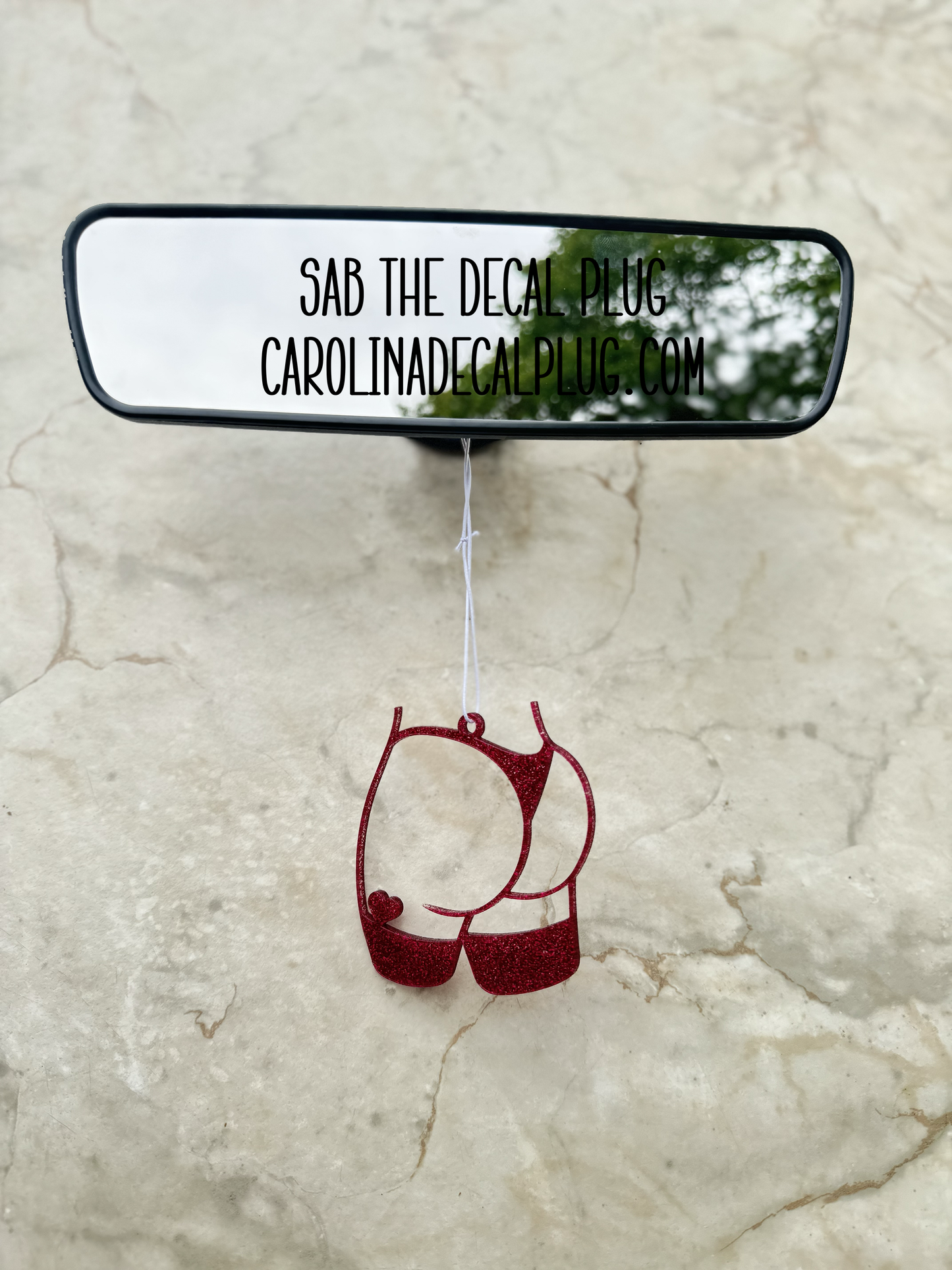 Booty with Heart Car Charm - Red Wine Sparkle