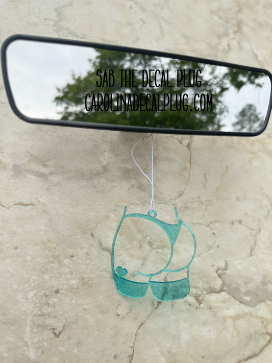 Booty with Heart Car Charm - Teal Jelly Sparkle