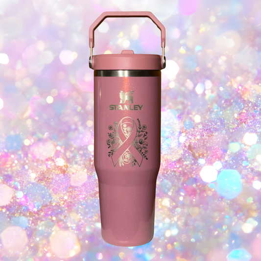Floral Breast Cancer Awareness Stanley 30oz